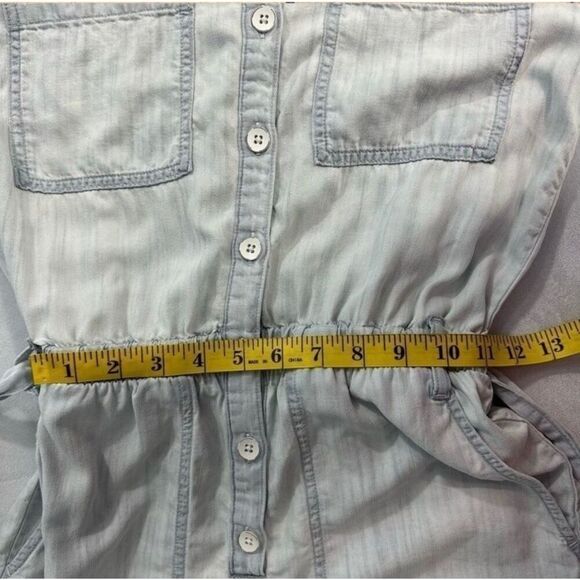 Anthropologie Cloth & Stone Romper Size XS Blue Utility Rolled Hem Casual Summer - Picture 4 of 8